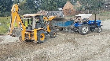 JCB Machine Amazing Work on Sandy Place - JCB Loading Gravel in Tractor - JCB Working in Crusher