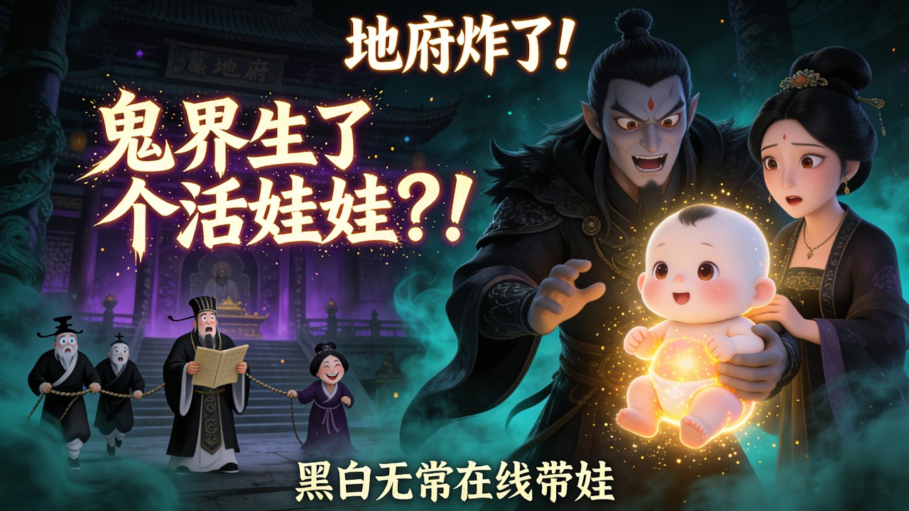 🔥 黑白無常被抓去當奶源搬運工？ 地府畫風徹底崩了！ 八百年鬼夫妻帶娃現場，笑到閻王頭疼！ #地府日常#幽冥界#國漫奇幻#黑白無常#閻王崩潰#溫情搞笑#新番推薦 #智绘