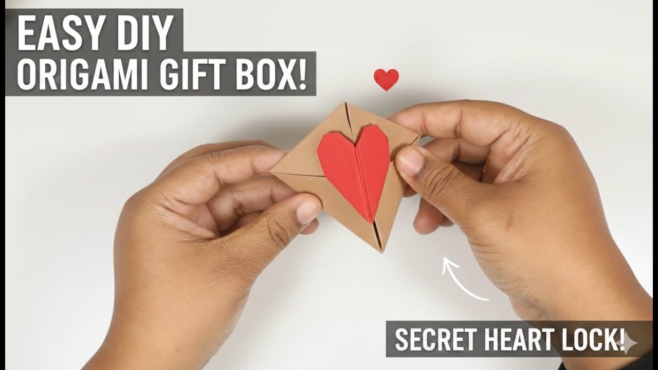 DIY Easy Origami Pyramid Gift Box with Heart Lock ❤️ | Aesthetic Paper Craft Tutorial