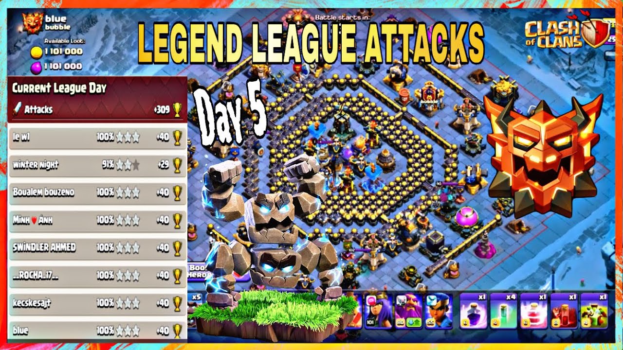 🔴 Метеоритный голем QC | Атаки в Лиге Легенд, январский сезон – День 5 | Clash of Clans
