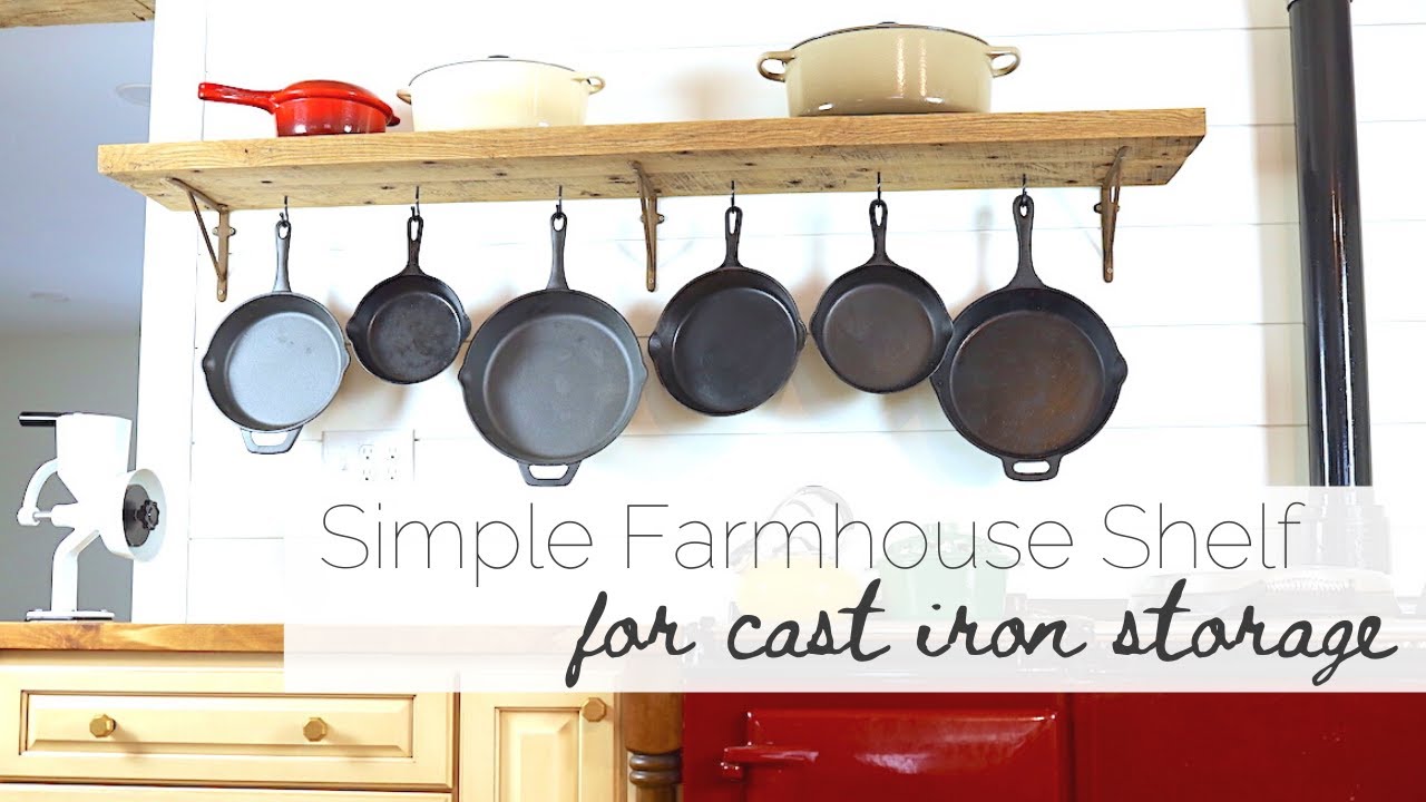 Simple Farmhouse Shelf for Cast Iron Storage, Natural Soap Finish