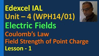 Electric field strength Lesson on Edexcel IAL Unit 4 WPH14/01  A Level Physics Coulomb's law IB