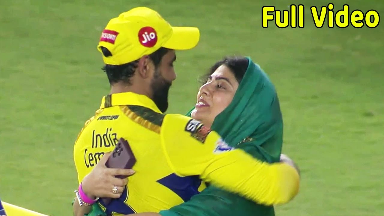 Ravindra jadeja got emotional and hugging wife Rivava Jadeja after IPL 2023 winning run