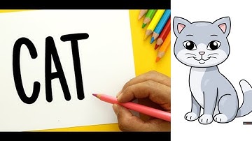 ❤️How to turn Words Cat Into a Cartoon Cat.learning step by step for kids