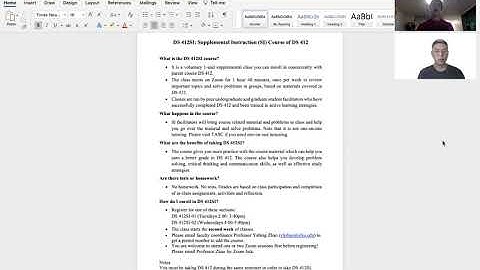 Decision Science 412 Supplemental Instruction Introduction Video | Fall 2020