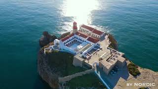 Portugal coast. Algarve. Lighthouse of Cabo de Sao Vicente. Letzte Bratwurst vor Amerika. Sagres.