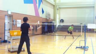 Badminton lesson 20150401(WED) - smash / cross drop / push 1