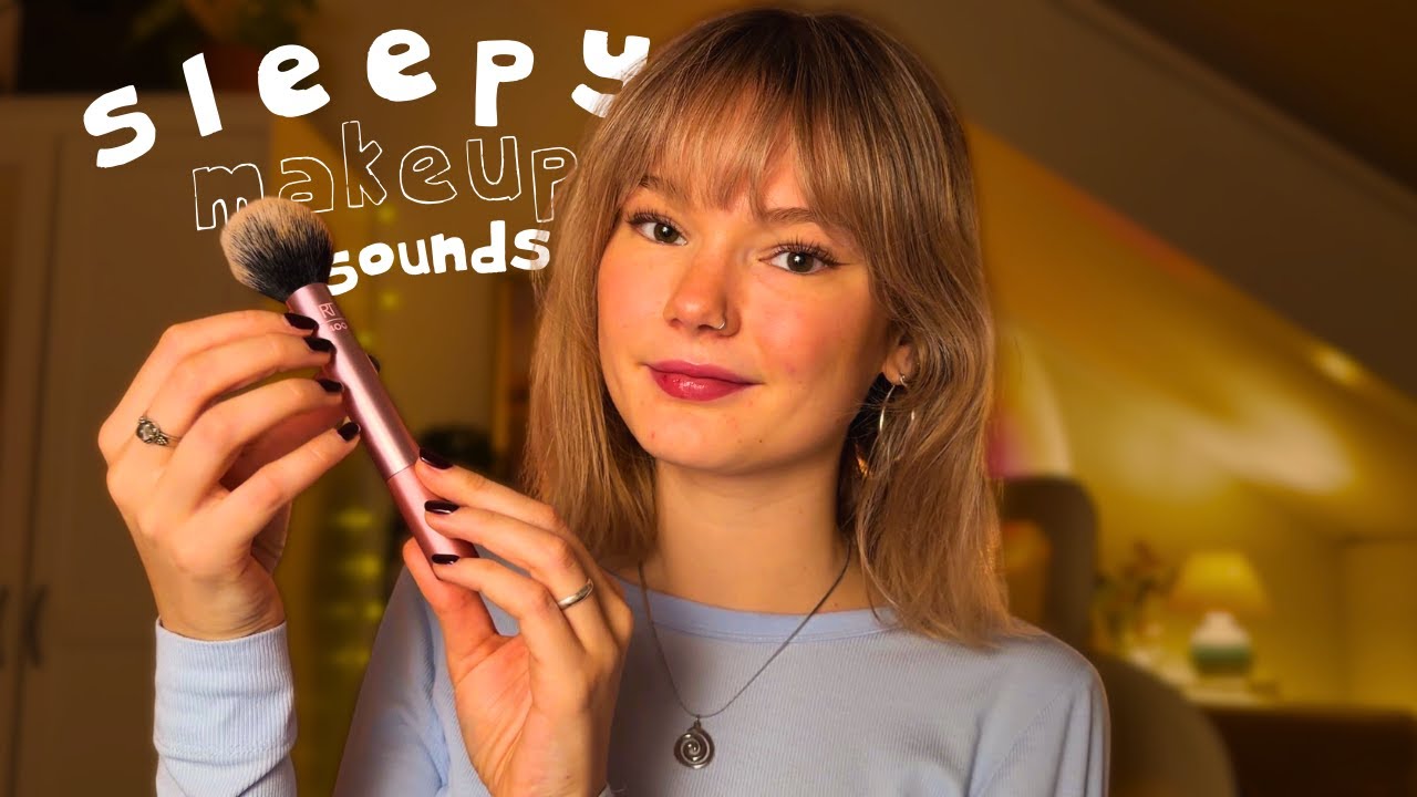 ASMR sleepy, gentle makeup sounds and whispers (with rain)💄🌧️
