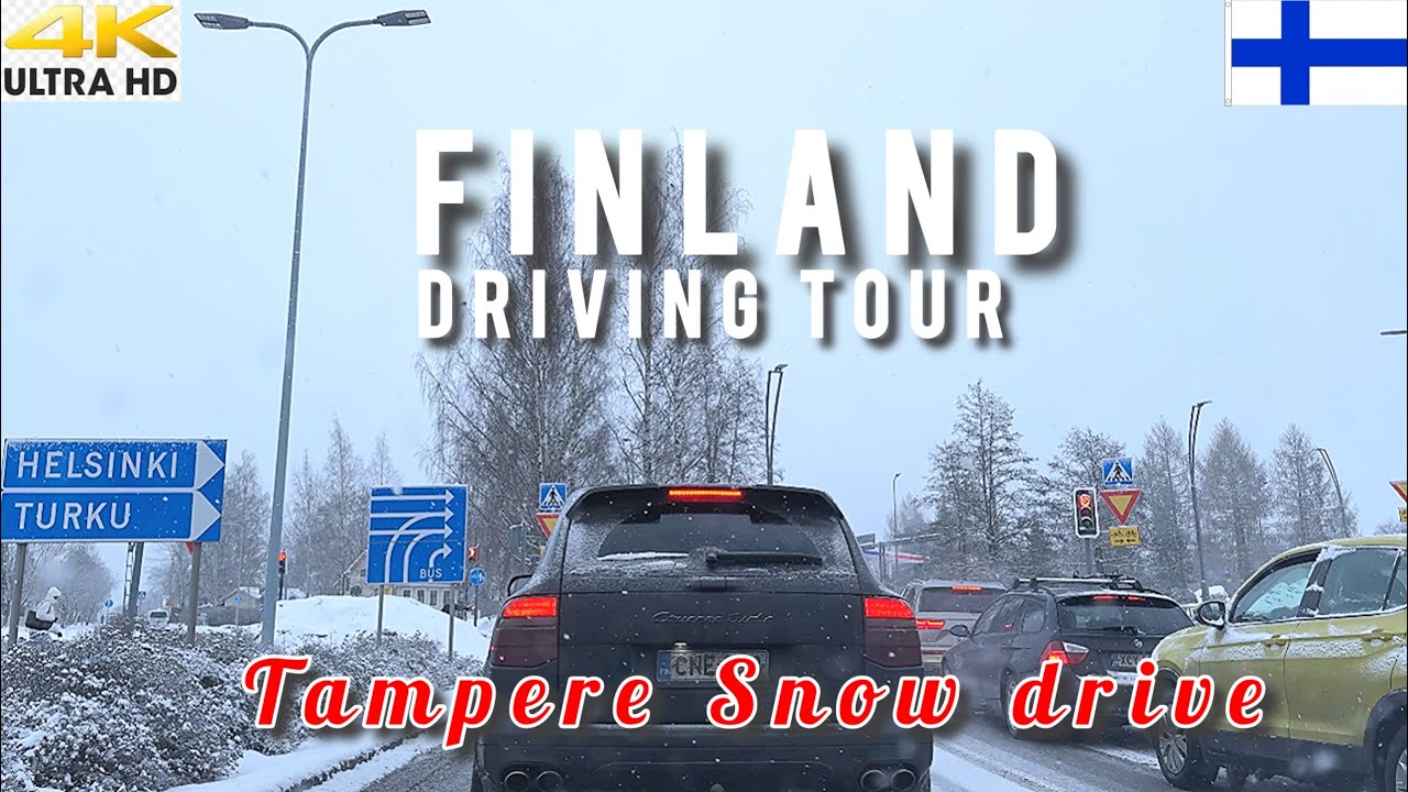 DRIVING IN FINLAND SNOWFALL - TAMPERE CITY CENTER
