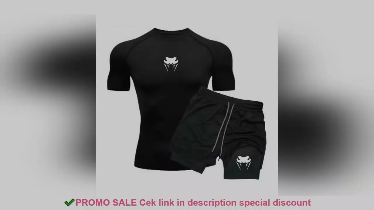 Men Compression Athletic Fitness Wear - Quick-Dry Tight Short-Sleeve Anime Double-Layer Shorts Summe