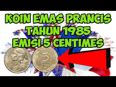 PASTINYA MAHAL UANG KOIN EMAS PRANCIS 1985 EMISI 5 SENTIMES || KOIN LOGAM