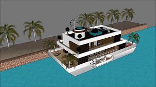 Floating eco home living Contemporary Houseboat bot rumah in the heart of a natural setting