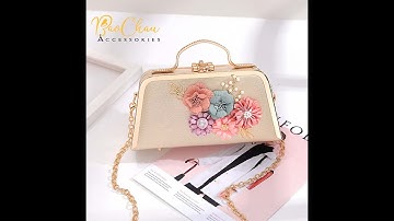 Ví Clutch Cầm Tay Đi Tiệc Hoa Trà Ngọc Trai Hình Thang Cao Cấp Bảo Châu
