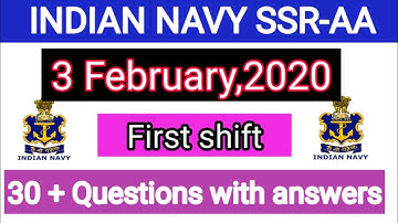 ||Indian navy SSR AA 3 February 2020 answer key first shift
