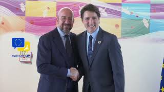 Prime Minister Justin Trudeau met with European Council President Charles Michel in Japan G7 Summit