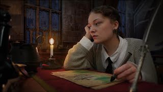 ASMR ⚡️ Painting during a Thunderstorm, Dark Academia Classroom Ambience 🕰