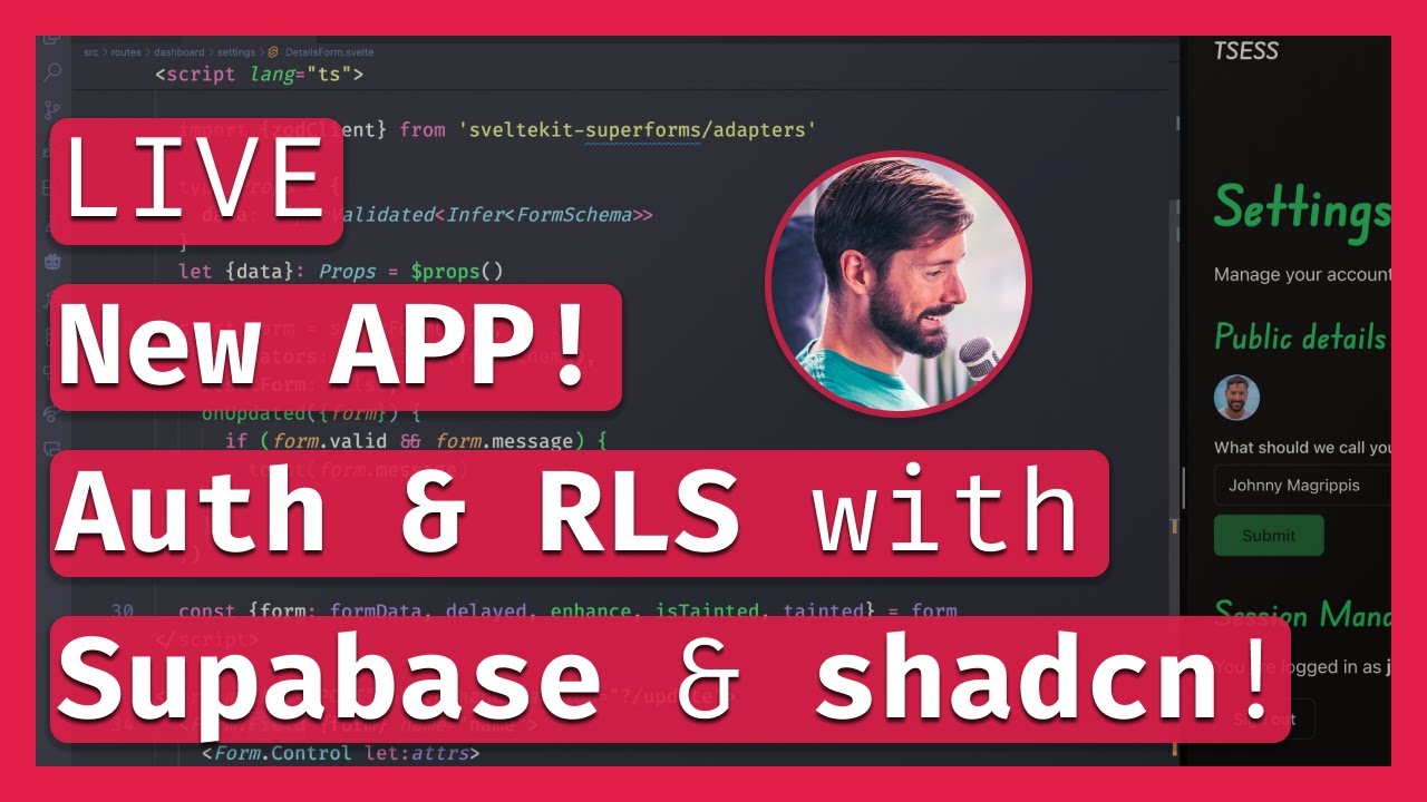 Auth & RLS with Supabase & shadcn ⚡️ SvelteKit 2 & Svelte 5 NEW APP ...