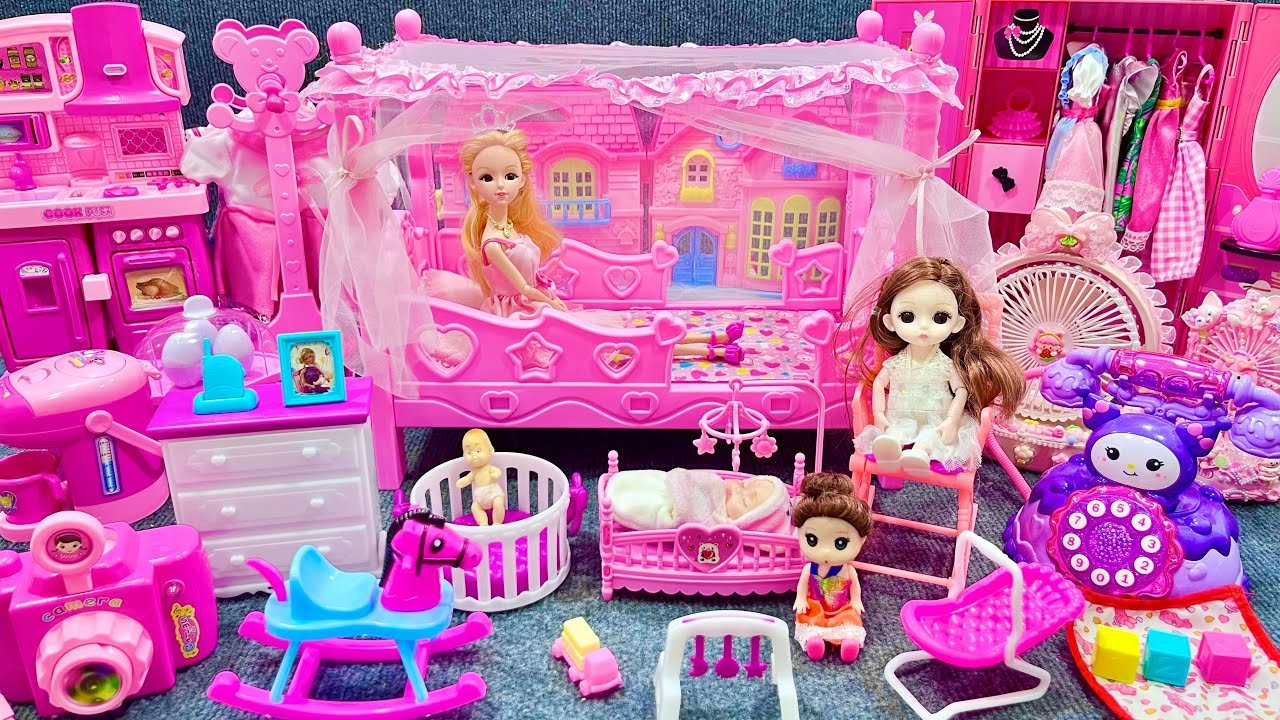 10 Minutes Satisfying with Unboxing Barbie Bedroom Play House Playset, Cute Doll Toys Review | ASMR