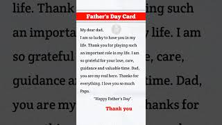 Father's Day Card Writing | Happy Father's Day Card 2025 | #shorts #fathersday #card