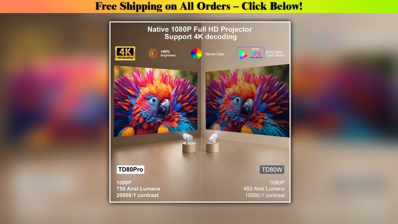 ThundeaL Full HD Projector TD80 Pro 1080P 2K 4K TD80Pro TD80W Upgrade WIFI Android Mini Beam