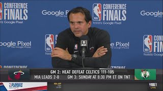 Erik Spoelstra Postgame Interview | Miami Heat beat Boston Celtics 111-105