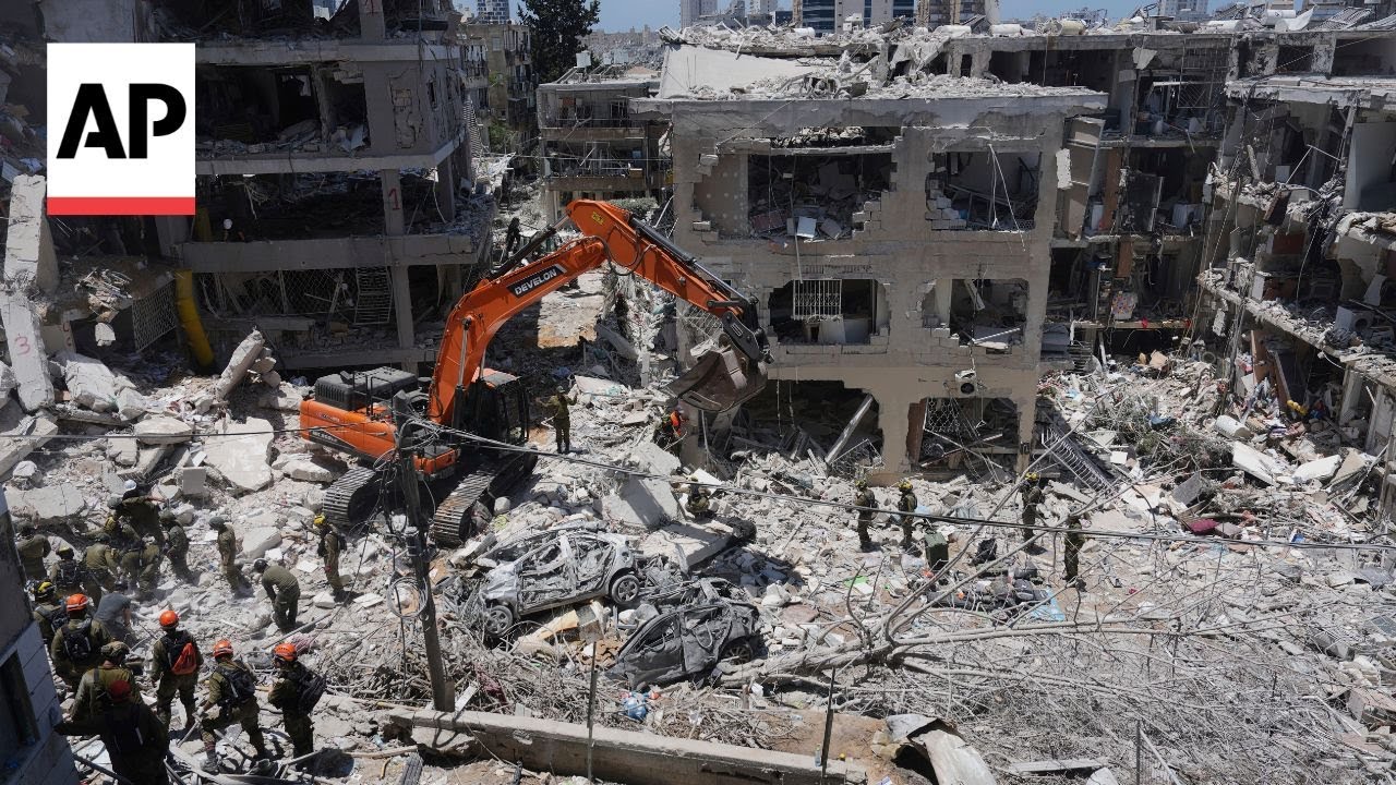 Aftermath of Iran strike on Bat Yam near Tel Aviv in Israel