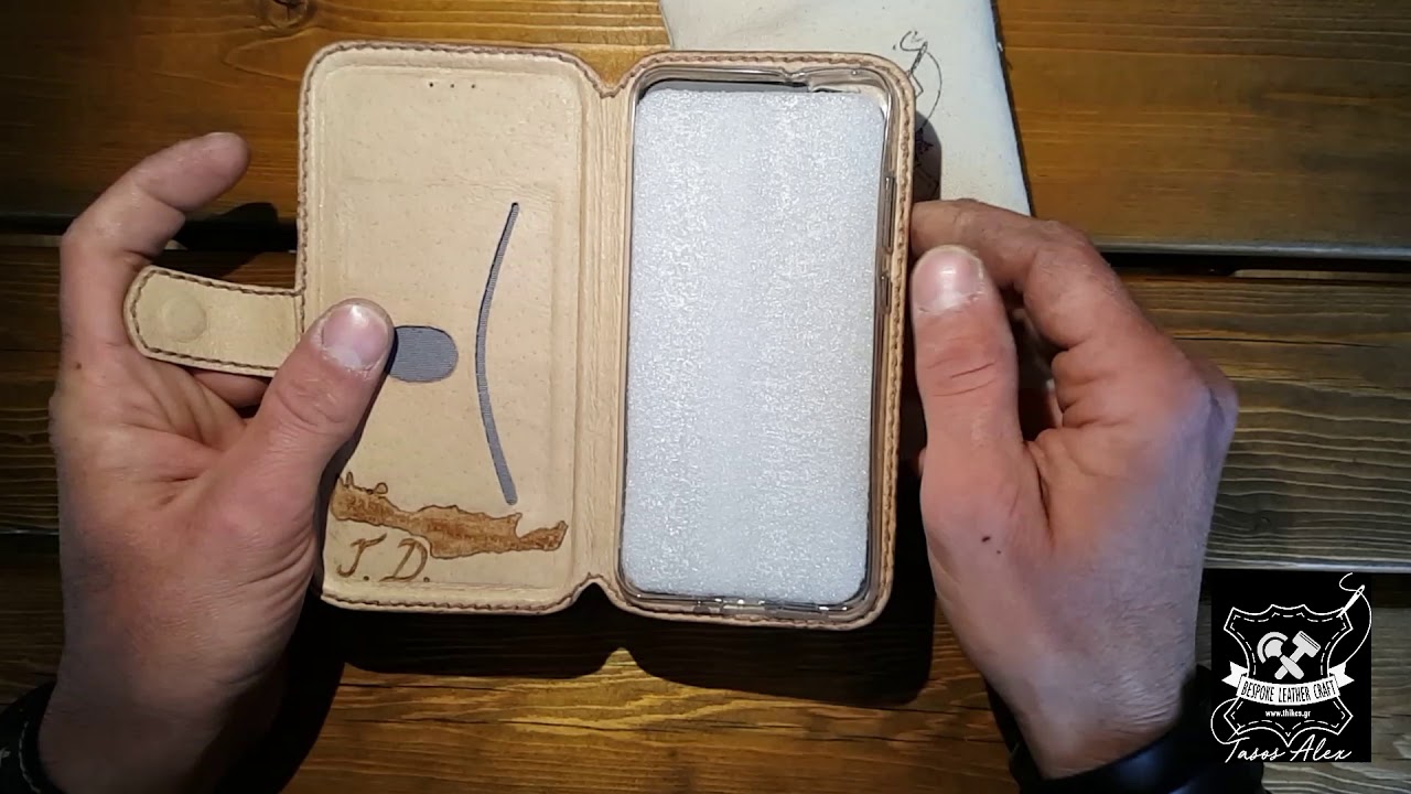 Handmade leather mobile phone hard&curved flip case YouTube