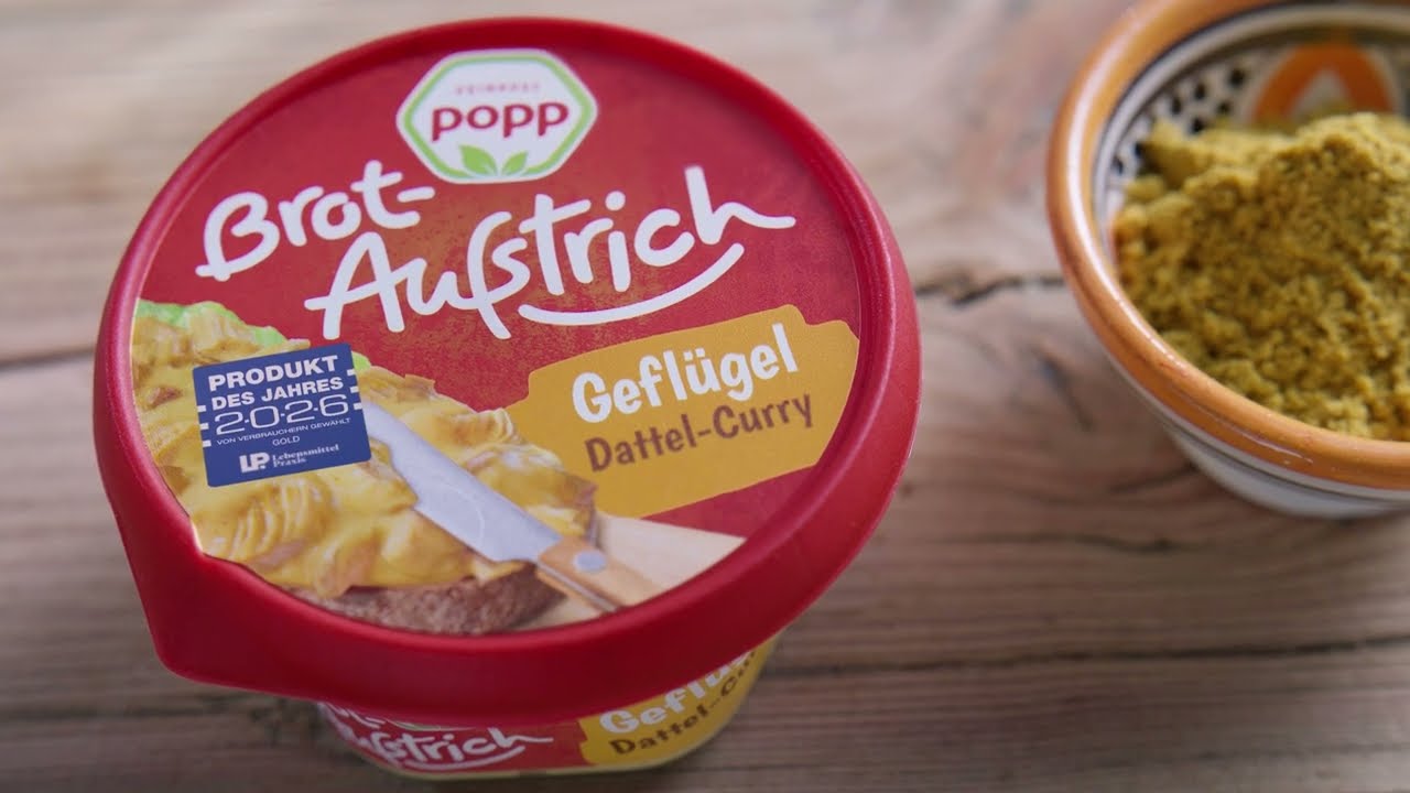 Popp Feinkost Brotaufstrich "Geflügel Dattel Curry" - Produkt des Jahres