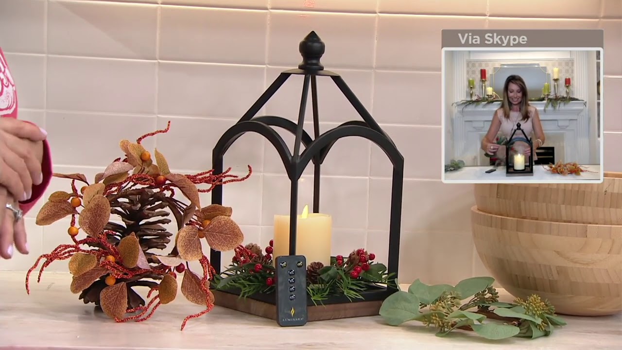 Luminara 14" Birdcage w/ 4.5" Flameless Candle & 3 Seasonal Rings on