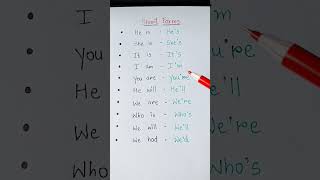 Contractions - short forms  #english #englishspeaking #grammar #youtubeshorts #viral #education