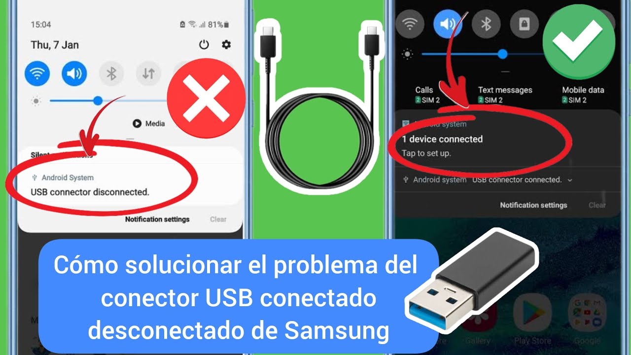 Cómo solucionar el problema de conector USB de Samsung conectado y ...