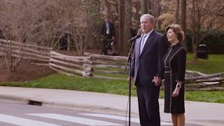 Former President George W. Bush Says Goodbye to Billy Graham