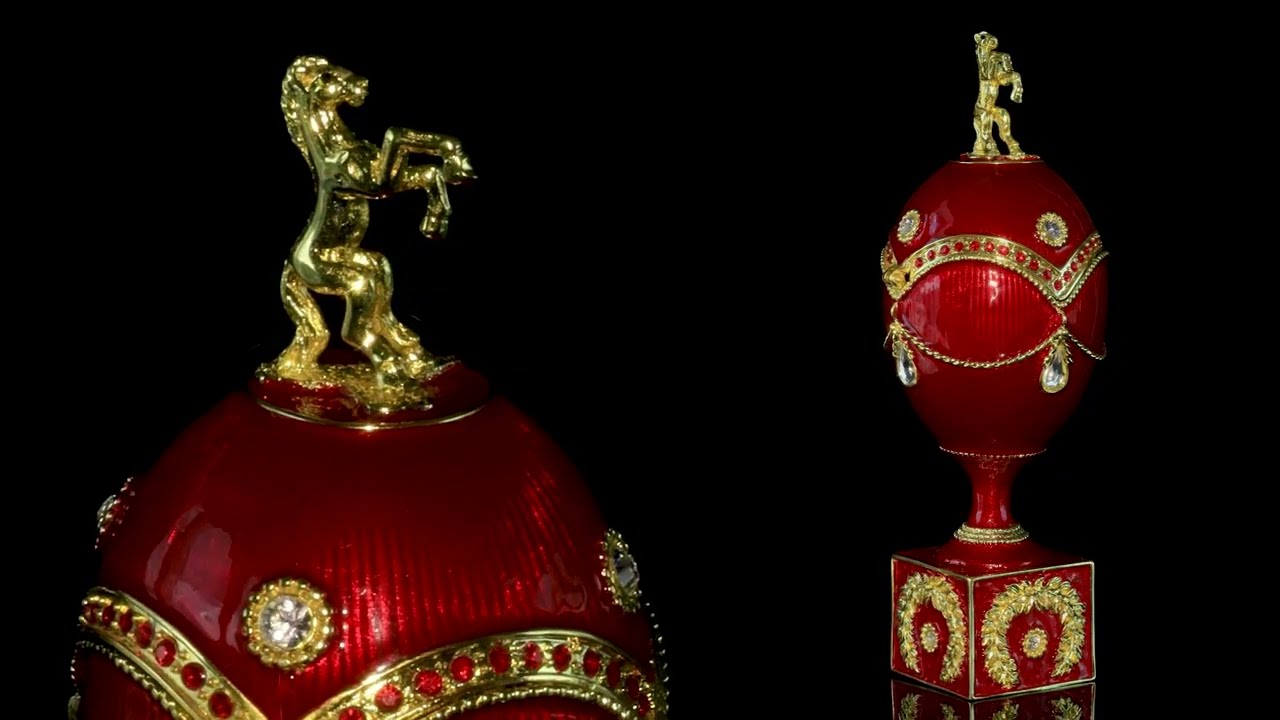 Red Faberge Egg with Gold Horse