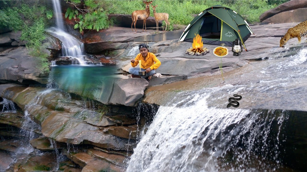 👉 “झरने के किनारे Jungle Camping ⛺ | Real Survival with Tarp Camp | ANNUAL IN JUNGLE”