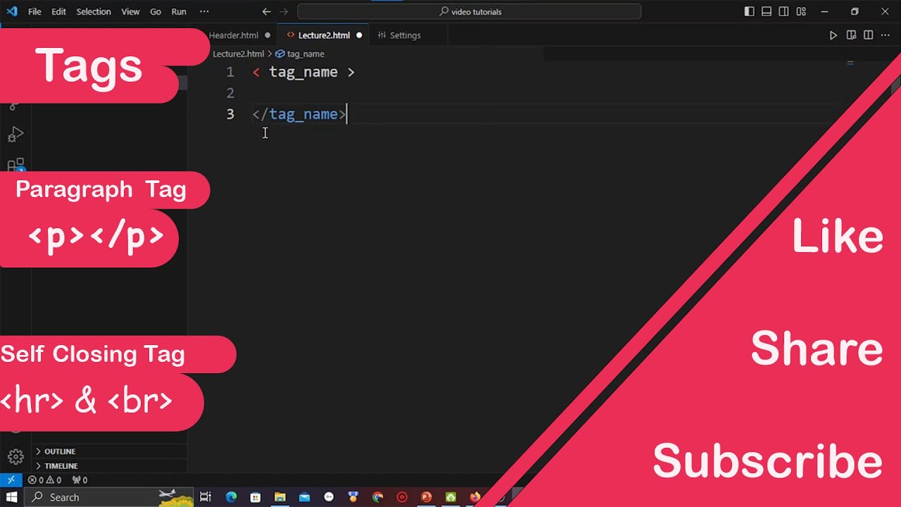 HTML Tags, Paragraph, Self Closing Tag | webdevelopment #2 | by Aman ...