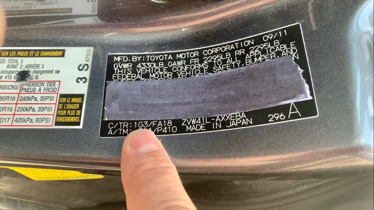 How To Find The Paint Color Code On A Toyota Prius Youtube