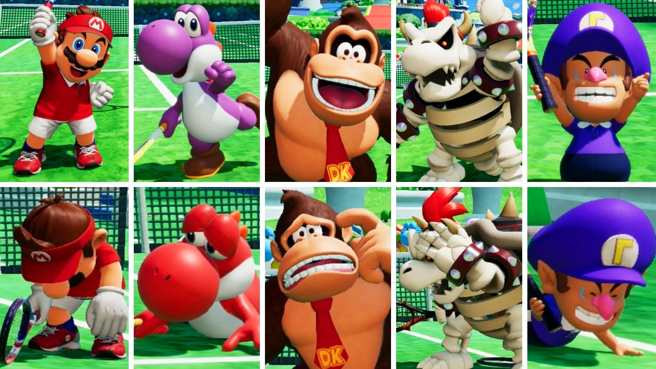 Mario Tennis Fever – All Winning & Losing Animations (38 Characters + Color Variations)