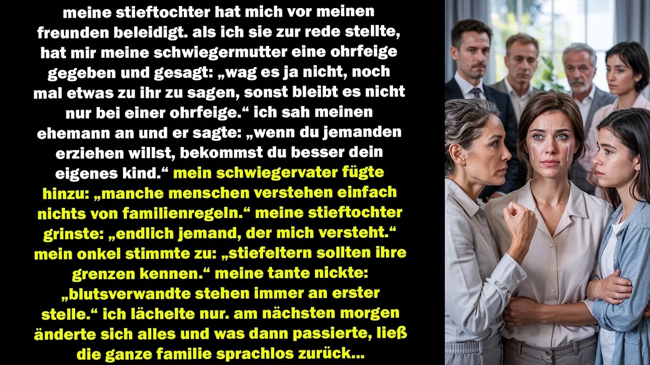meine stieftochter beleidigte mich vor allen – am nächsten morgen änderte sich alles schlagartig…