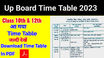 Up Board Time Table 2023 | Up Board Date Sheet 2023 | Up Board Exam 2023 | Class 10th & 12th