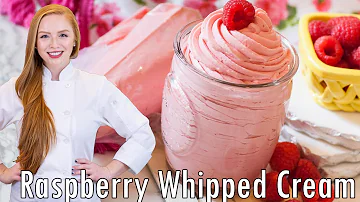 The BEST-Ever Raspberry Whipped Cream Frosting Recipe!! Extra FLUFFY & Fruity! With REAL Fruit!