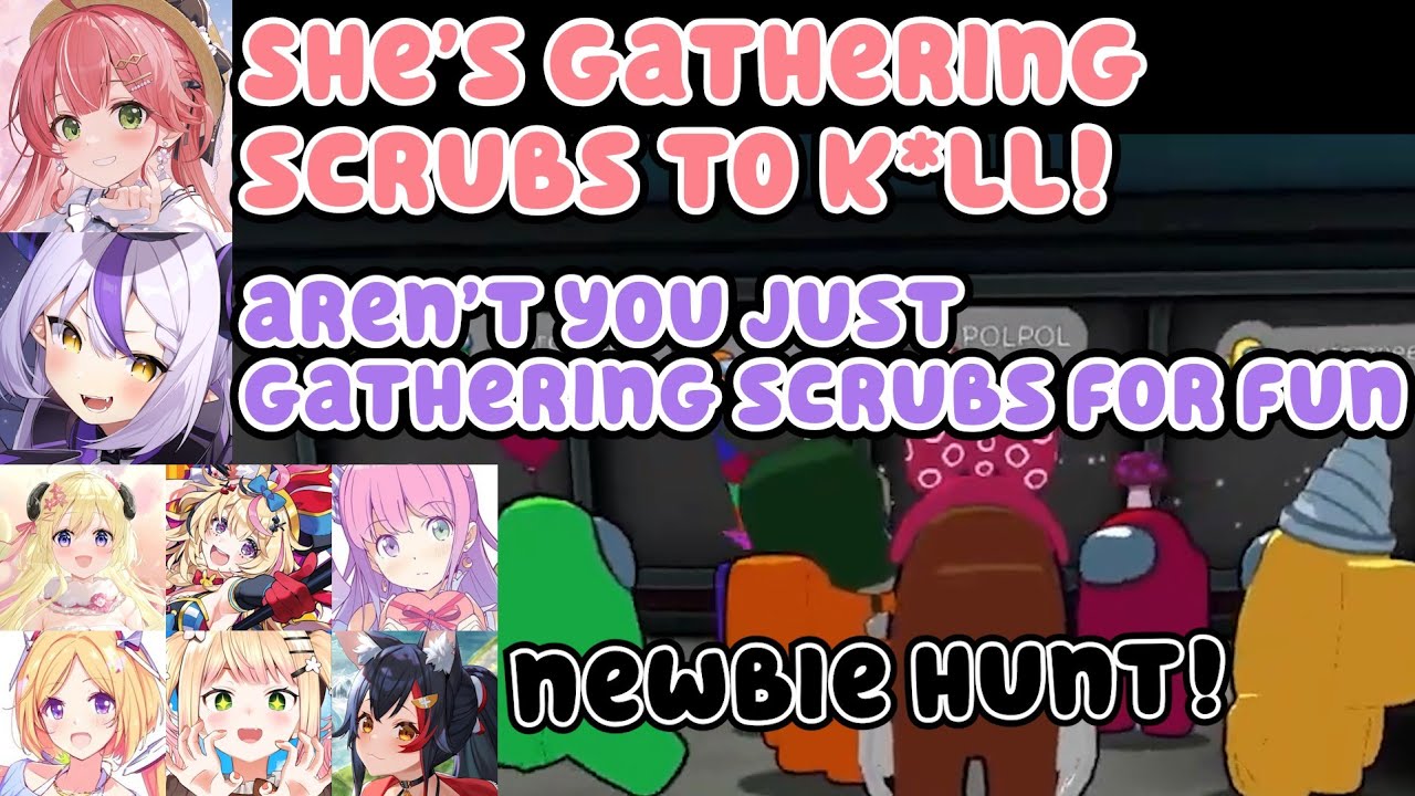 Everyone Calls Subaru the Newbie Hunter After Farming Scrubs in Among Us w【Eng Sub Hololive】