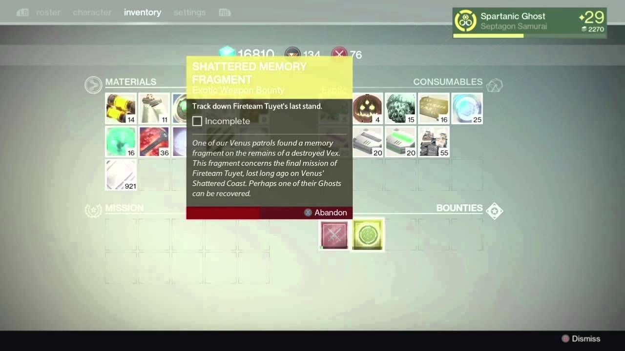 Abandoning all 5 Exotic bounties