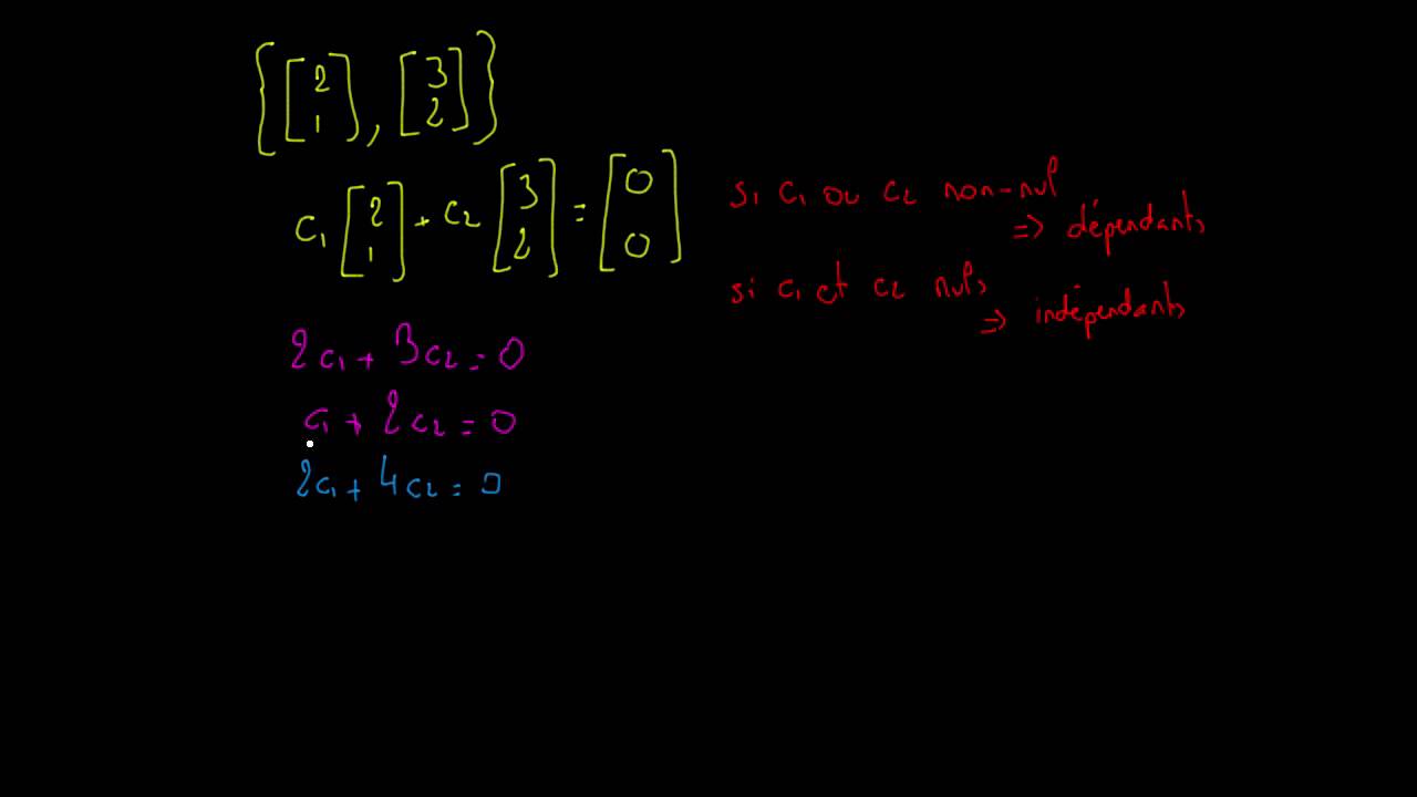 Plus d'infos sur l'independance lineaire