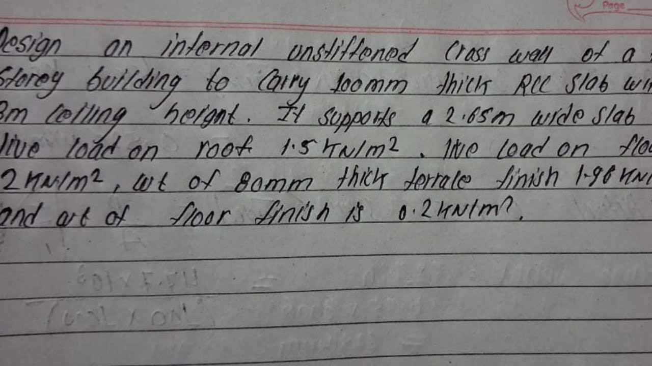 UNSTIFFENED CROSS WALL NUMERICAL || PU || MASANORY