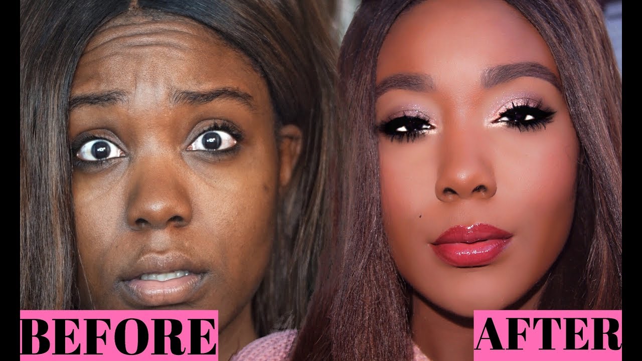 DRUGSTORE Black Women Makeup Tutorial Dark Skin Rose Kimberly