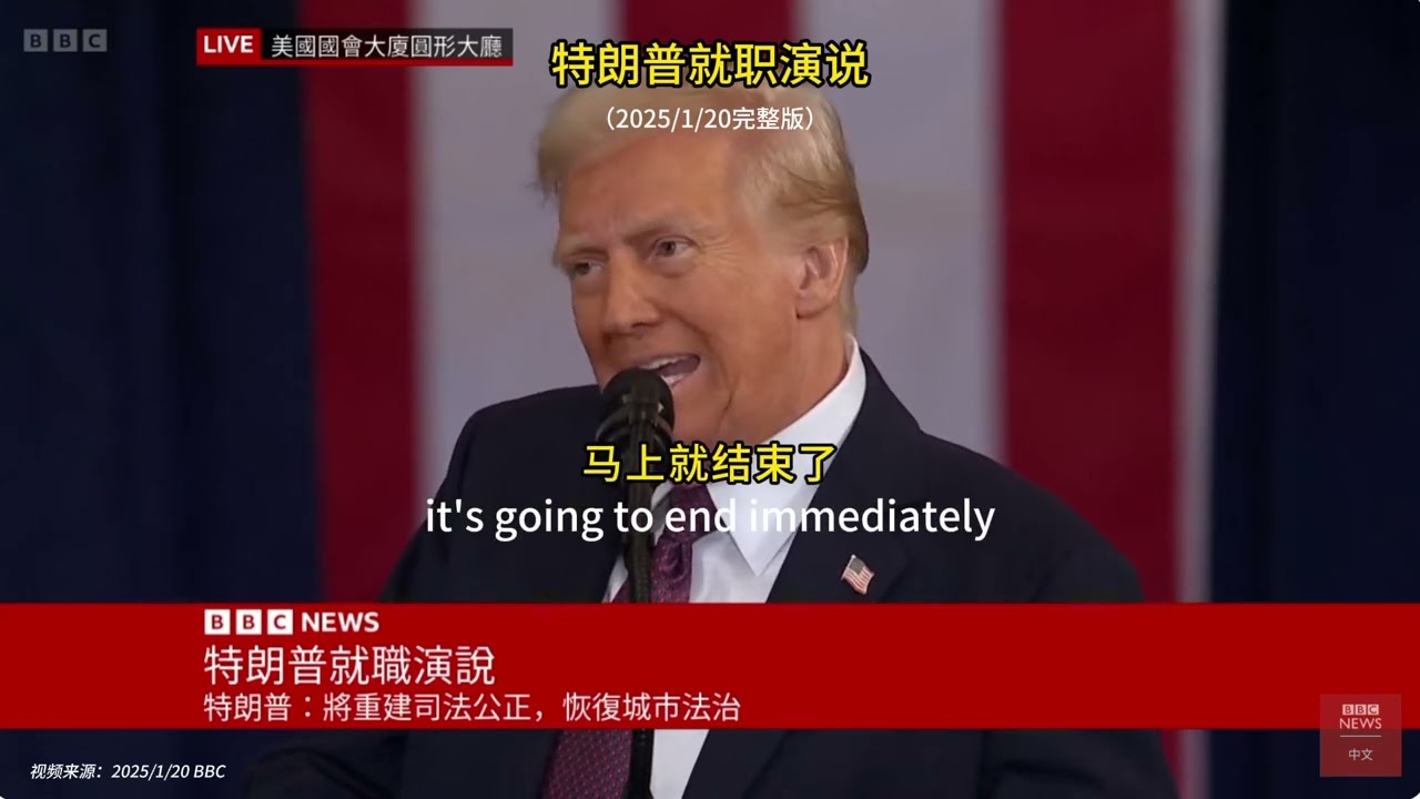 1月20日特朗普就职演讲完整版
