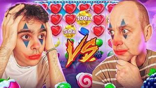 БИТВА БОНУСОК В SWEET BONANZA ( ОТЕЦ VS СЫН ) ЗАНОС НА 500Х ! ЗАНОСЫ НЕДЕЛИ SWEET BONANZA !