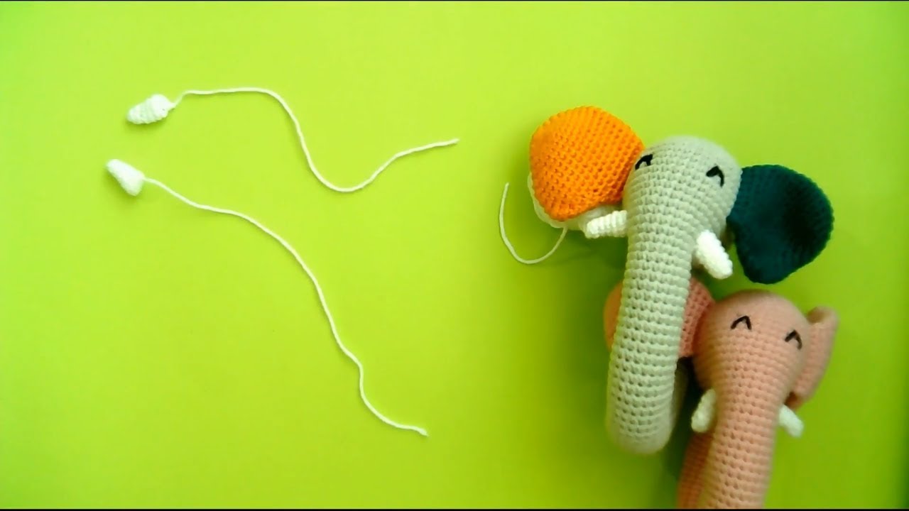 Amigurumi fil çıngırak diş yapımı amigurumi elephant rattle teeth making -4
