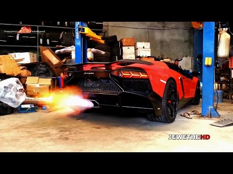 FLAMING Lamborghini Aventador LP720-4 50° Anniversario Roadster! LOUD Revs!