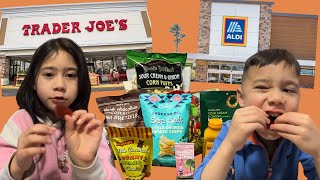 Aldi & Trader Joe’s Run | Kids Rate TJ Snacks | Family Vlog Guide
